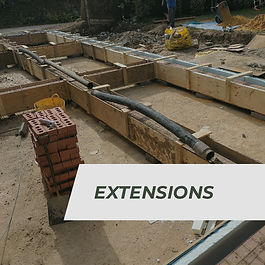 Extension text. Background has ground beams for extension.